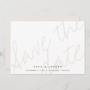 Minimalistisches Script Weiß Beige Save the Date K Einladung
