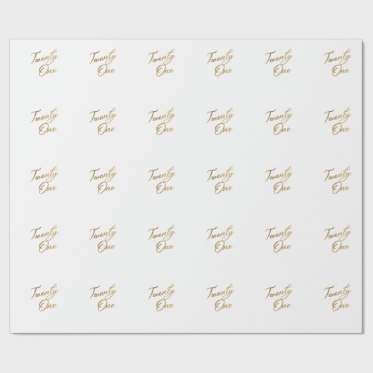 Minimalistisches Script weiß und Gold 21. Geburtst Geschenkpapier (Flach)