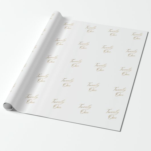 Minimalistisches Script weiß und Gold 21. Geburtst Geschenkpapier (Ungerollt)