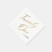 Minimalistisches Script weiß und Gold 21. Geburtst Serviette (Ecke)