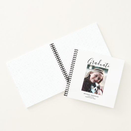 Minimalistisches Script White Foto Abschluss Notizblock (Innenseite)