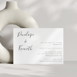 Minimalistisches Script White Modern Wedding Boho Einladung