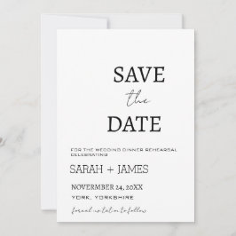 Minimalistisches Script White Wedding Dinner Probe Save The Date