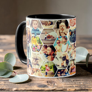 Minimalistisches Sechseck 40 Foto Waben Collage Tasse