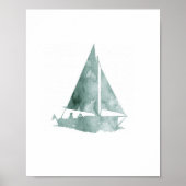 Minimalistisches Segelboot Aquarell Kunst, Dichtun Poster (Vorne)