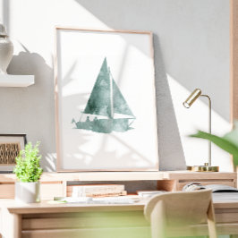 Minimalistisches Segelboot Aquarell Kunst, Dichtun Poster