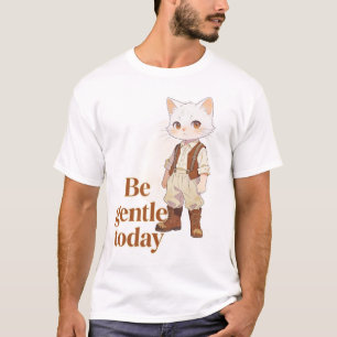 Minimalistisches „Sei heute sanft“ Old-Soul-Katze- T-Shirt