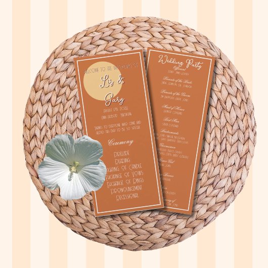 Minimalistisches Senf-Terrakotta-Programm Hochzeit Programm