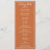 Minimalistisches Senf-Terrakotta-Programm Hochzeit Programm (Rückseite)
