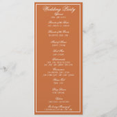Minimalistisches Senf-Terrakotta-Programm Hochzeit Programm (Rückseite)