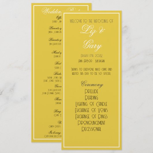 Minimalistisches Senf-Yellow-Programm Programm (Vorne/Hinten)