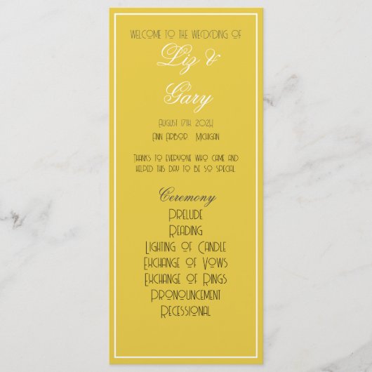 Minimalistisches Senf-Yellow-Programm Programm (Vorderseite)