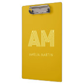 Minimalistisches Senfgelb-Monogramm Klemmbrett (Links)