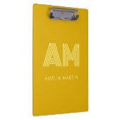 Minimalistisches Senfgelb-Monogramm Klemmbrett (Rechts)