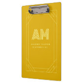 Minimalistisches Senfgelb-Monogramm Klemmbrett (Links)