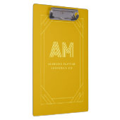Minimalistisches Senfgelb-Monogramm Klemmbrett (Rechts)