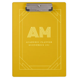 Minimalistisches Senfgelb-Monogramm Klemmbrett