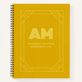 Minimalistisches Senfgelb-Monogramm Notizblock
