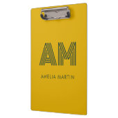 Minimalistisches Senfgelb und Waldgrün-Monogramm Klemmbrett (Links)