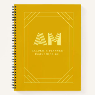 Minimalistisches Senfgelbes Monogramm Notizblock