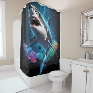 Minimalistisches Shark Design auf Duschvorhang-Set Duschvorhang