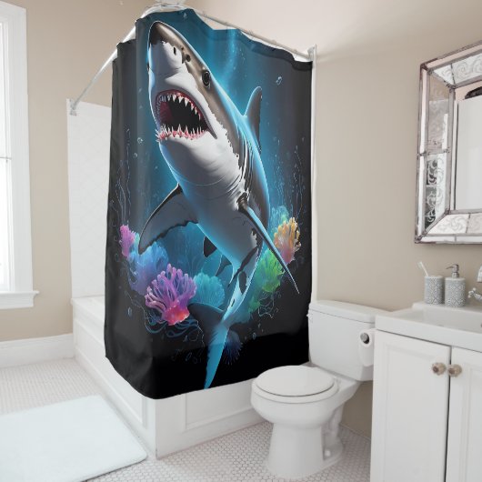 Minimalistisches Shark Design auf Duschvorhang-Set Duschvorhang (Beispiel)