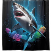 Minimalistisches Shark Design auf Duschvorhang-Set Duschvorhang (Vorderseite)