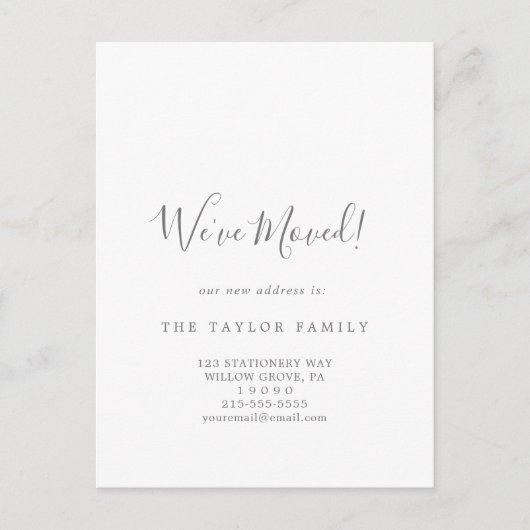 Minimalistisches Silber, das wir bewegt haben Ankündigungspostkarte (Vorderseite)