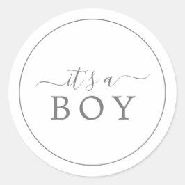 Minimalistisches Silber Es ist ein Babyduschkleber Runder Aufkleber