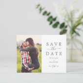 Minimalistisches Silber-Foto Save the Date Einladungspostkarte (Stehend Vorderseite)