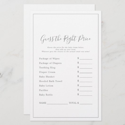 Minimalistisches Silber rät das richtige Preisspie (Vorne/Hinten)