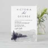 Minimalistisches Silber Schwarz-weiße Hochzeit Folieneinladung (Stehend vorne)