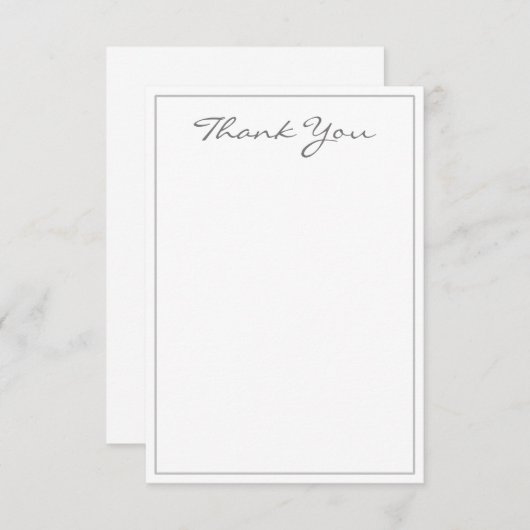 Minimalistisches Silber-Script Vielen Dank Flachka Dankeskarte (Vorne/Hinten)