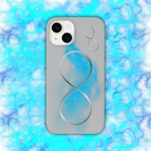 Minimalistisches Silber-Unendlichkeitszeichen und Case-Mate iPhone 14 Hülle