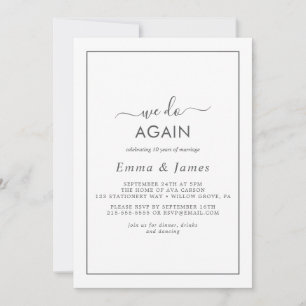 Minimalistisches Silber "We Do Again" - Erneuerung Einladung