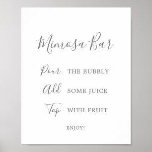Minimalistisches silbernes Bridal Shower Mimosa-Ba Poster