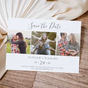 Minimalistisches Silver 3-Fotopatalog Save the Dat Date