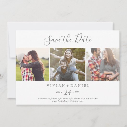 Minimalistisches Silver 3-Fotopatalog Save the Dat Save The Date (Vorderseite)
