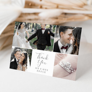 Minimalistisches Silver 4-Fotomaterial Dankeschön Dankeskarte