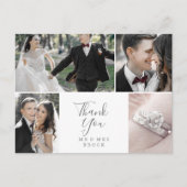 Minimalistisches Silver 4-Fotomaterial Vielen Dank Postkarte (Vorderseite)