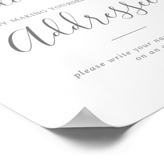 Minimalistisches Silver Address-Zeichen Poster (Ecke)