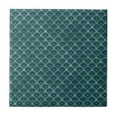 Minimalistisches Silver Aquamarin Art Deco Graphic Fliese (Vorderseite)