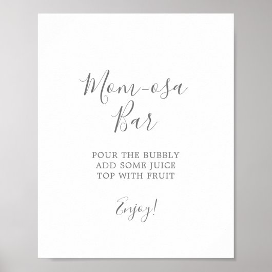 Minimalistisches Silver Baby Dusche Mama-osa Bar Z Poster (Vorne)