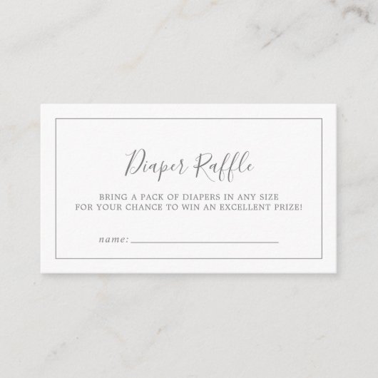 Minimalistisches Silver Baby Dusche Windelwanne Begleitkarte (Vorderseite)