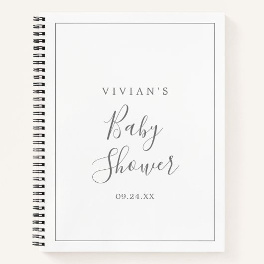 Minimalistisches Silver Baby Shot List-Notebook Notizblock (Vorderseite)