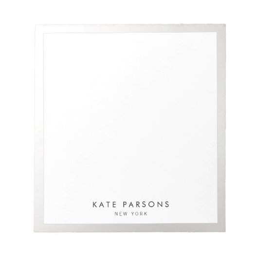 Minimalistisches Silver Border Notepad Notizblock (Vorderseite)