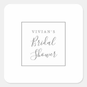 Minimalistisches Silver Brautparty Umschlag Aufkle Quadratischer Aufkleber
