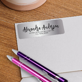 Minimalistisches Silver Metallic Trendy Script Lab