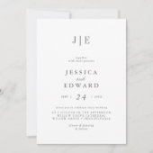 Minimalistisches Silver Script Foto Monogram Weddi Einladung (Vorderseite)