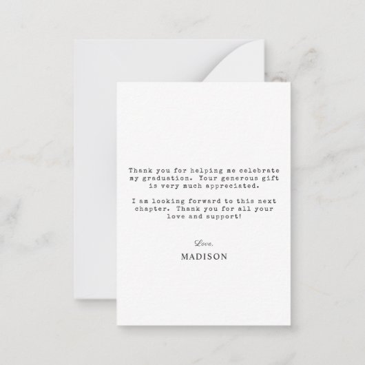 Minimalistisches Simple Abschluss Foto Vielen Dank Mitteilungskarte (Rückseite)